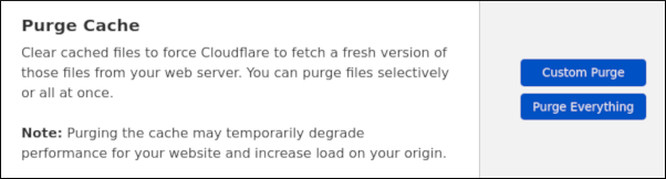 Cloudflare - Caching - Configuration - Purge Cache options