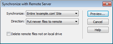 Dreamweaver - Synchronize with Remote Server