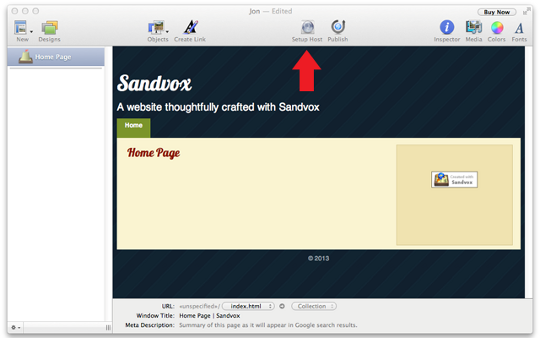 Sandvox - Setup Host