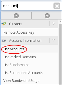 WebHost Manager - List Accounts