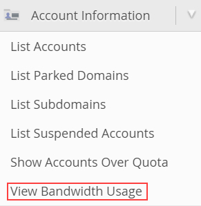 Bandwidth Usage in left-hand pane