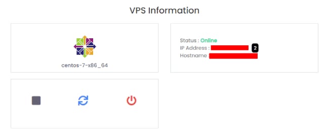 VPS Information section within the Customer Portal